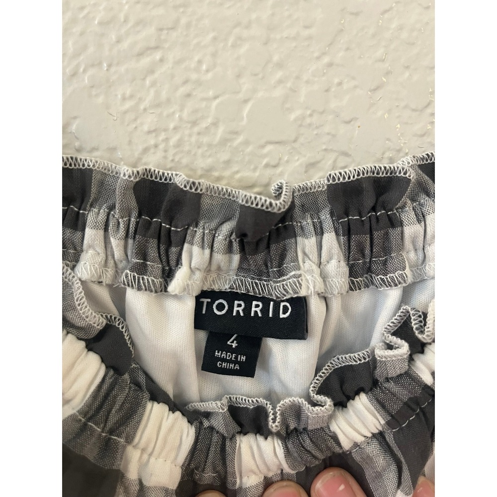 Torrid Womens Black White Gingham Seersucker Off Shoulder Midi Dress 4X - Picture 4 of 8